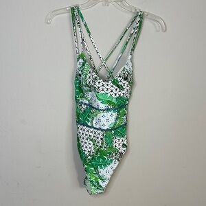Nanette Lepore Green and White One Piece Swimsuit 8